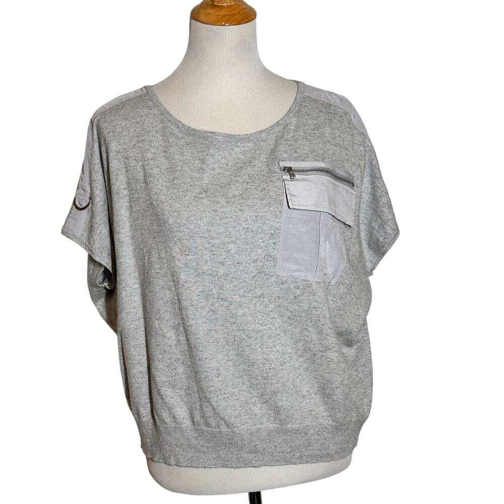 Mint Velvet Gray One Pocket Top Sz XL